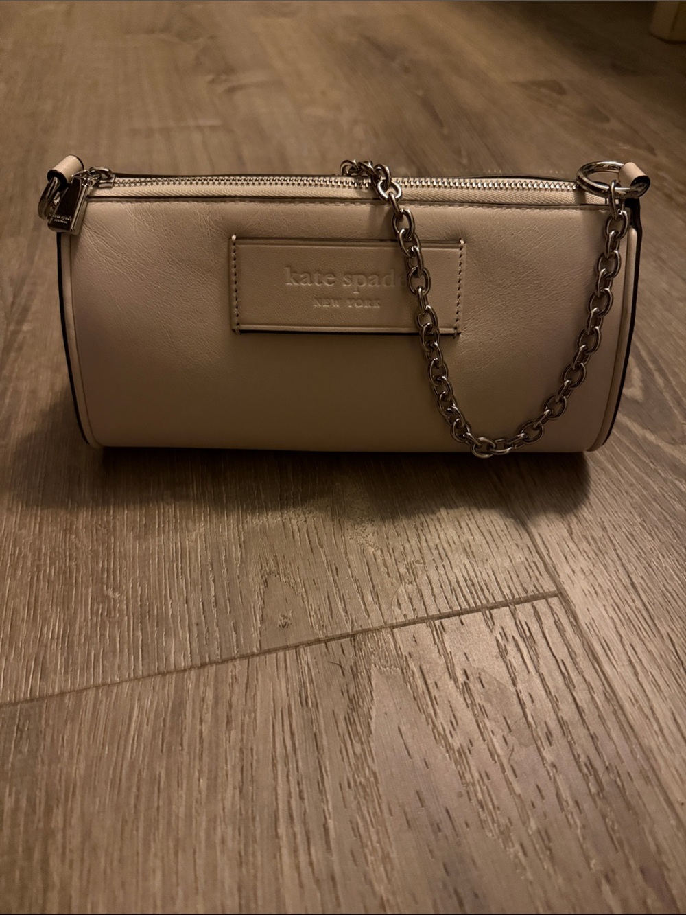 kate spade cream leather barrel mini crossbody with chain
